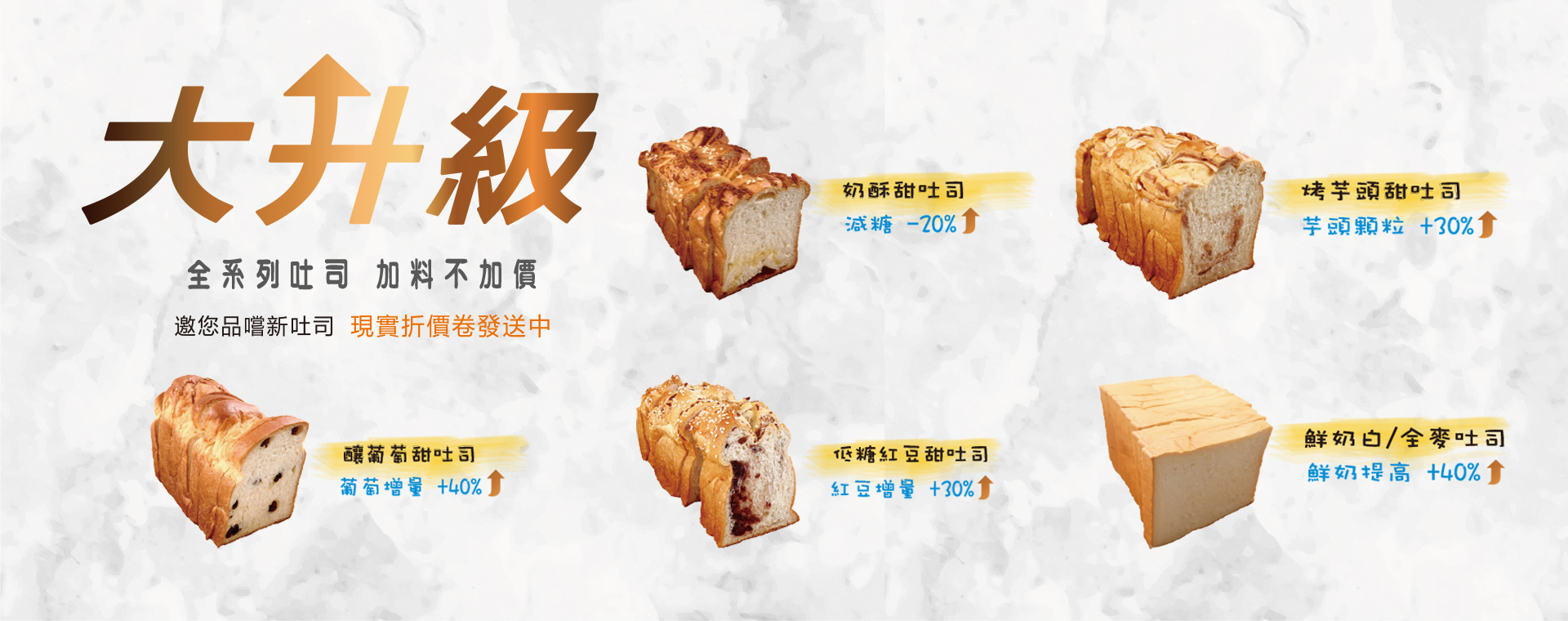 土司大升級！全系列吐司加料不加價